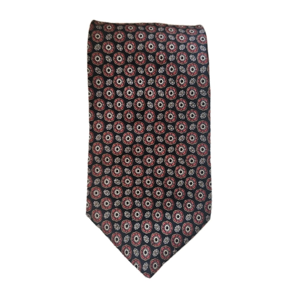 Red/Black Neck Tie with Geometric Pattern Classic By Isaac Zeker